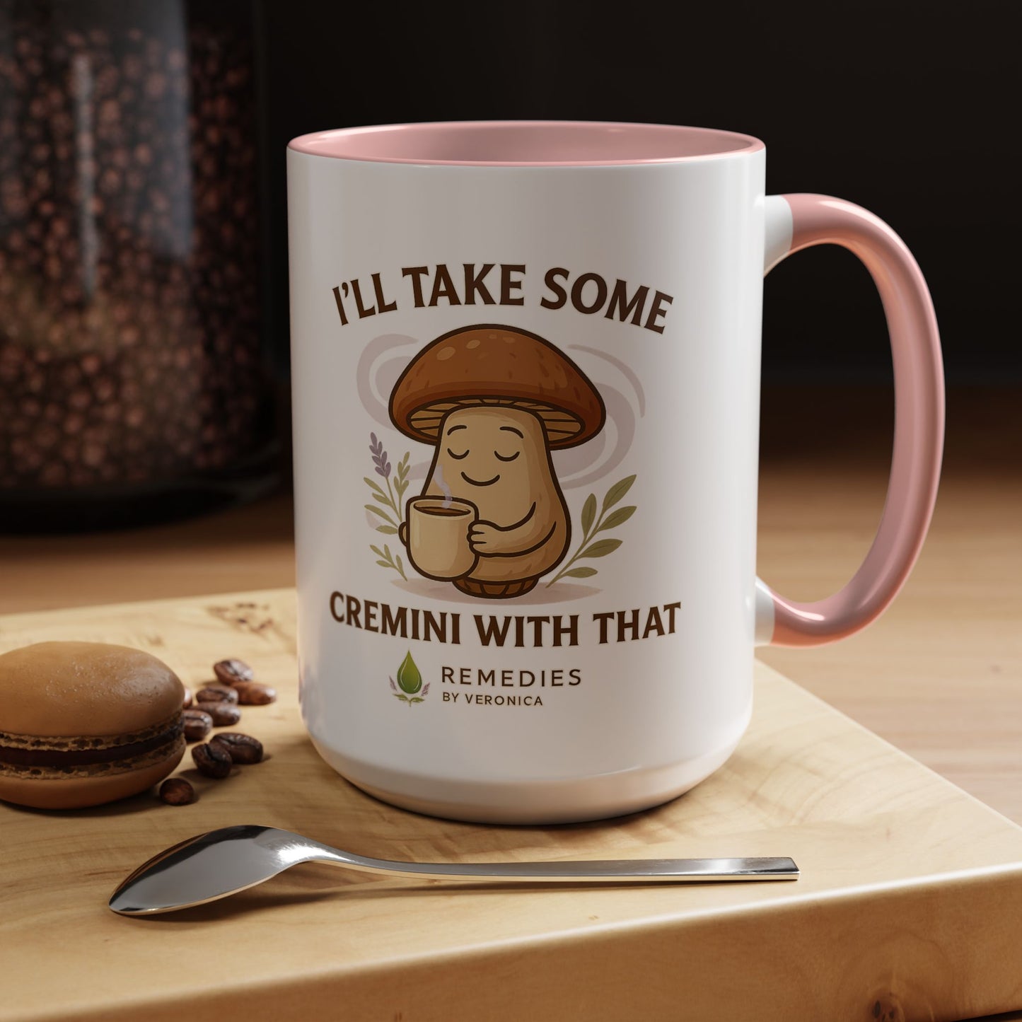 Mushroom Coffee Mug - "I'll Take Some Cremini With That" (SHIPS FREE)