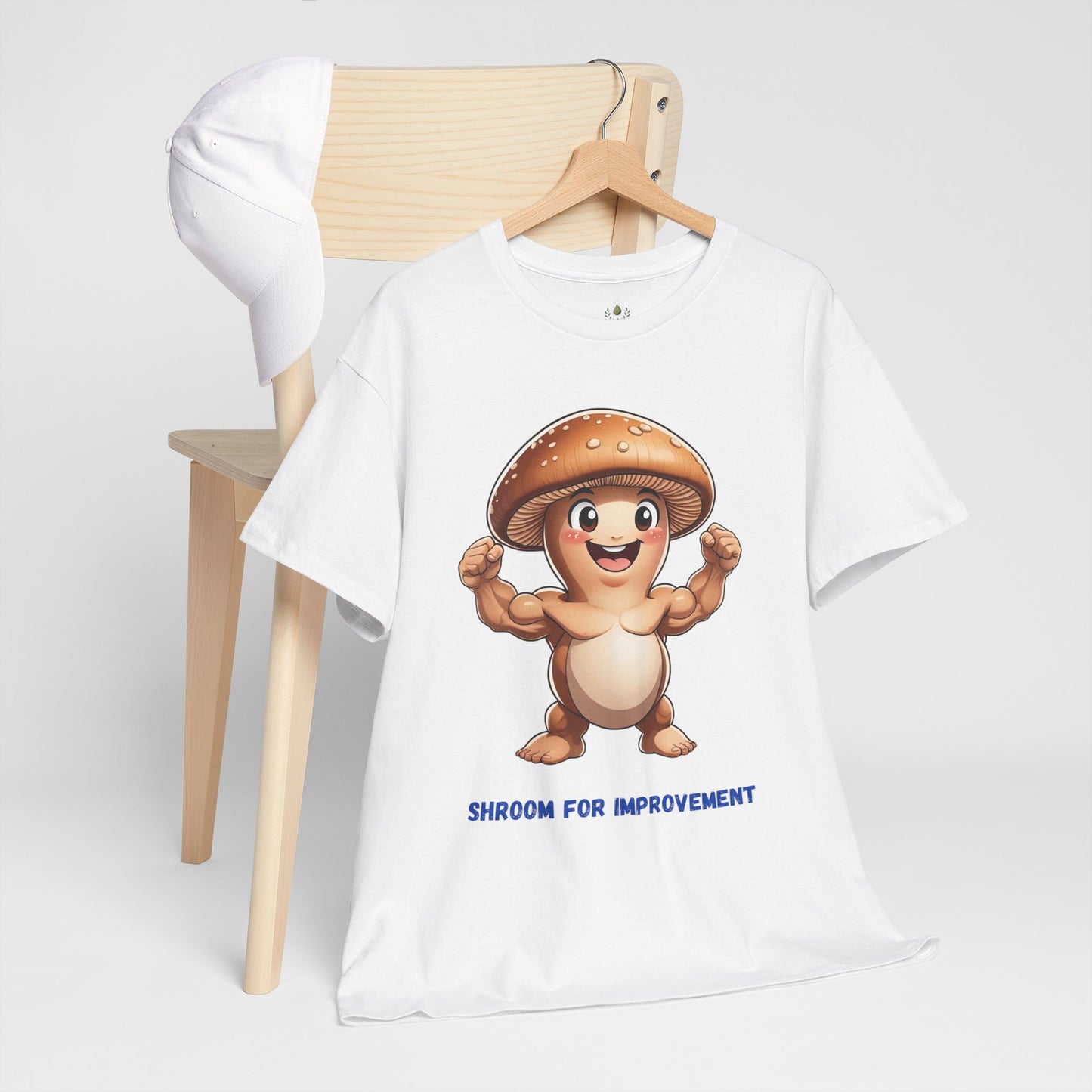 Shroom For Improvement Cotton T-Shirt, Funny Mushroom Pun Tee, Gym Tee, Chill Gift  FREE SHIPPING