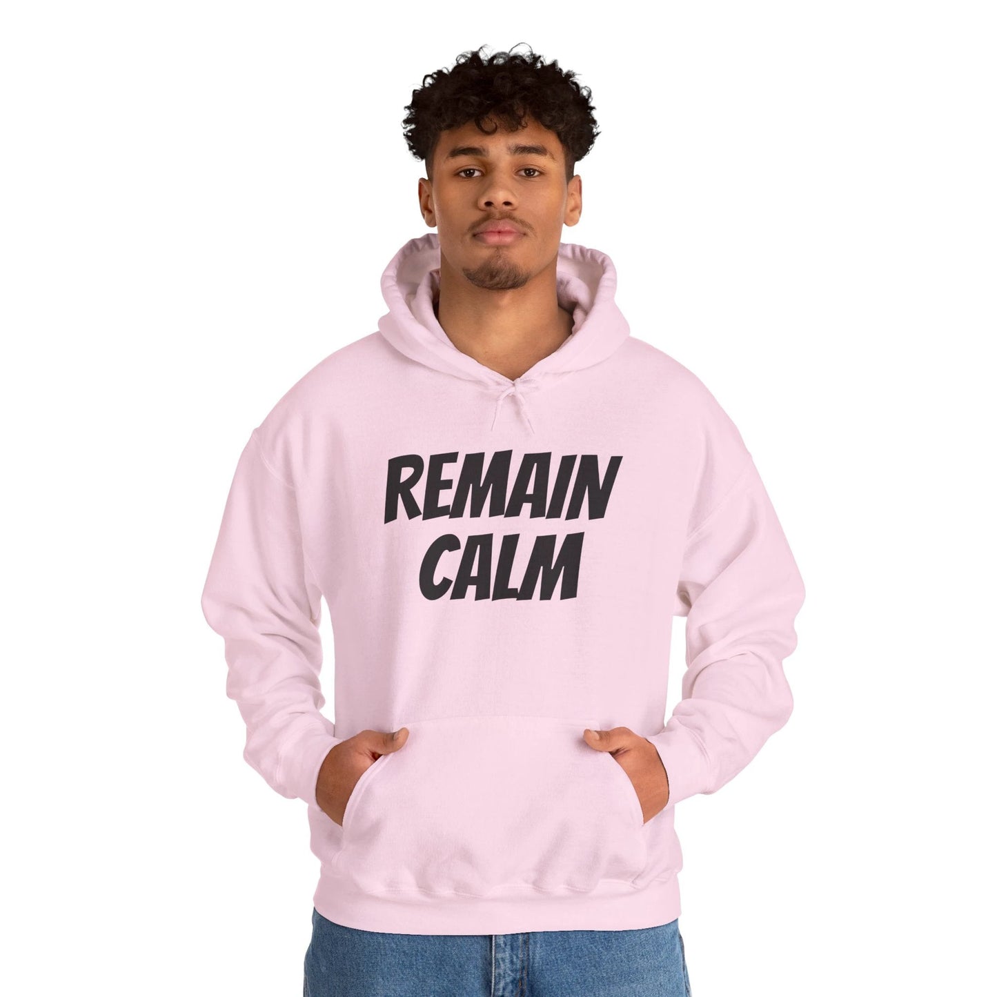 Relaxed Fit Hoodie with 'Remain Calm' Design - Perfect for Stress Relief & Everyday Comfort by Printify