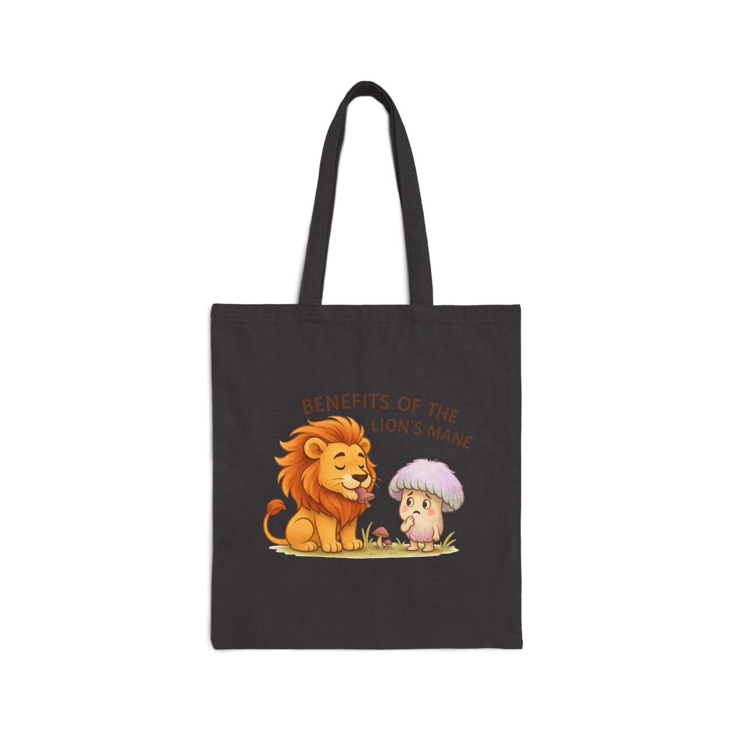 Lion’s Mane Mushroom Canvas Tote Bag — 'Benefits of the Lion’s Mane' One-Sided Cotton Tote