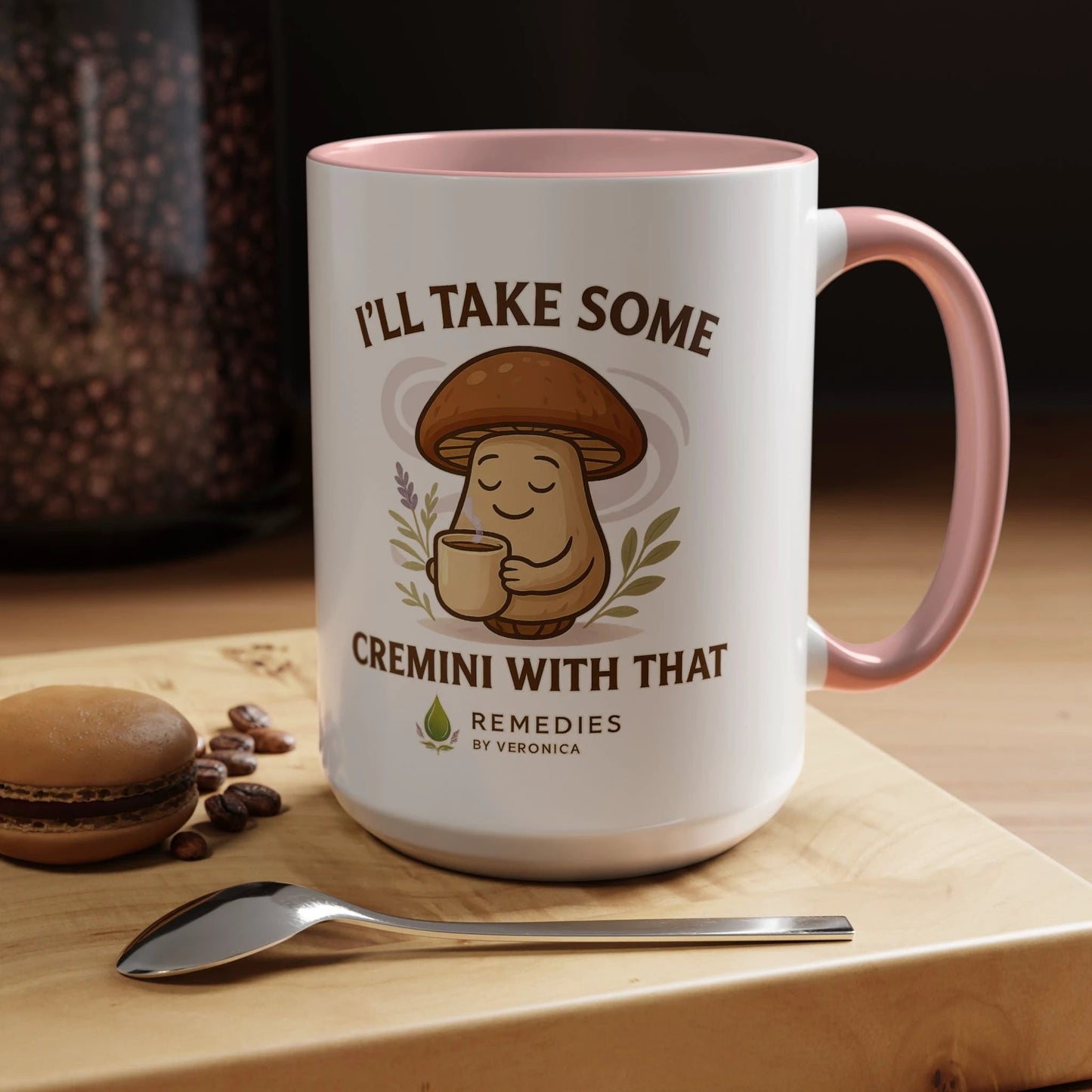 Mushroom Coffee Mug - "I'll Take Some Cremini With That" MULTIPLE COLOR OPTIONS by Printify