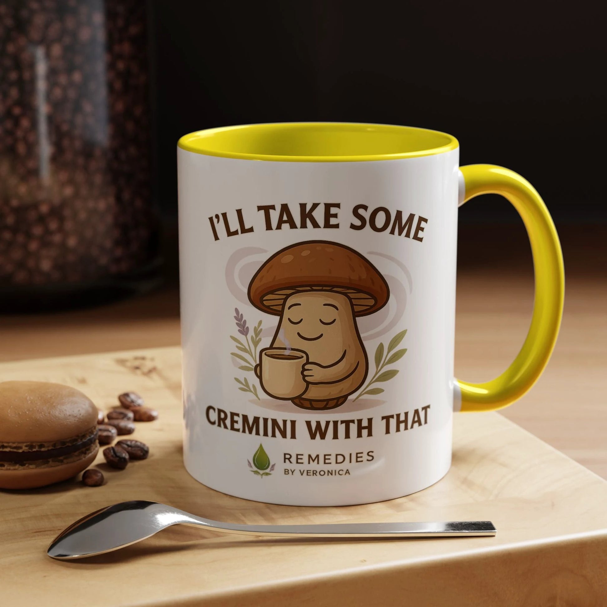 Mushroom Coffee Mug - "I'll Take Some Cremini With That" MULTIPLE COLOR OPTIONS by Printify