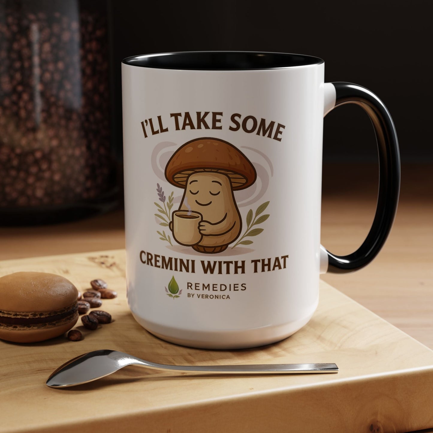 Mushroom Coffee Mug - "I'll Take Some Cremini With That" MULTIPLE COLOR OPTIONS by Printify