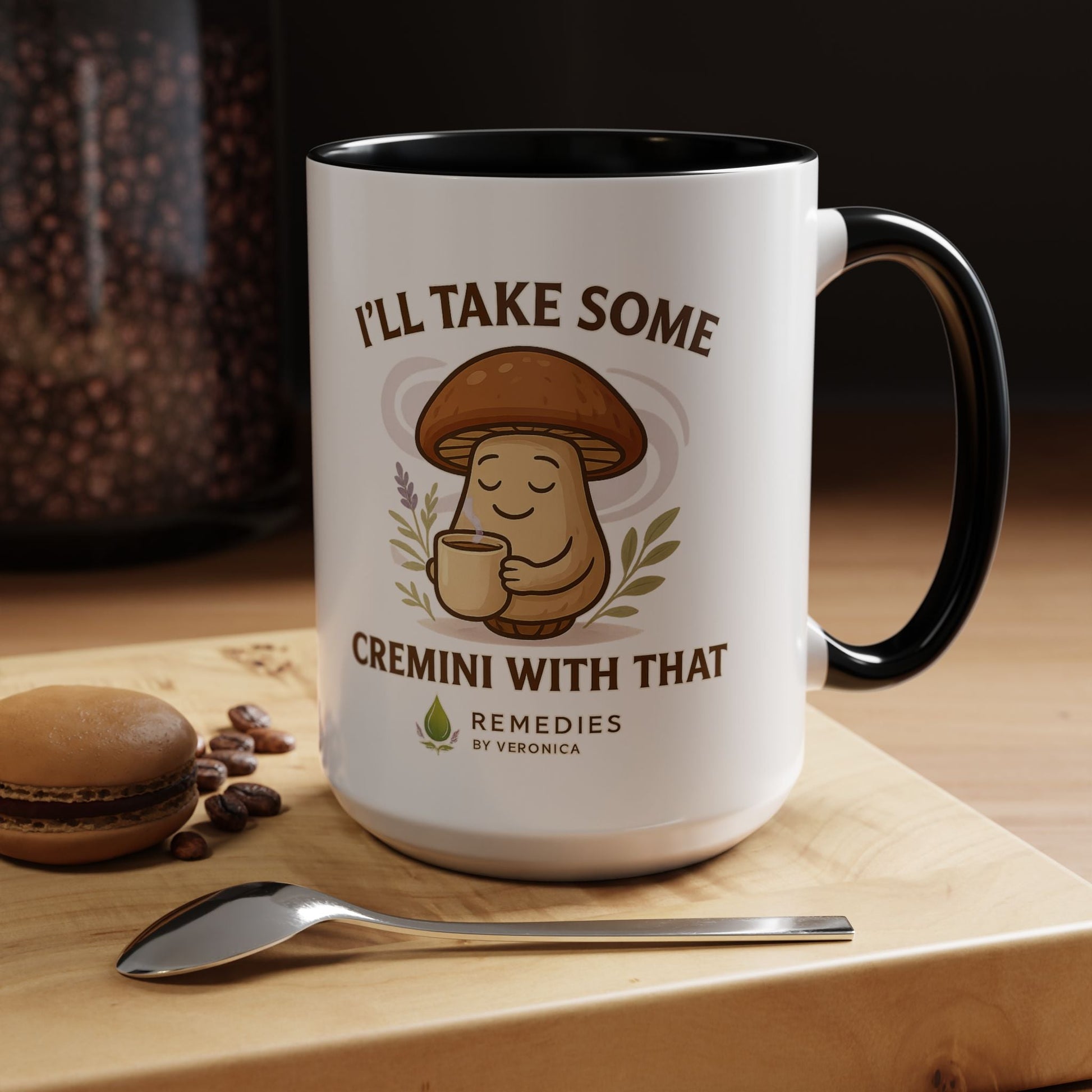 Mushroom Coffee Mug - "I'll Take Some Cremini With That" MULTIPLE COLOR OPTIONS by Printify