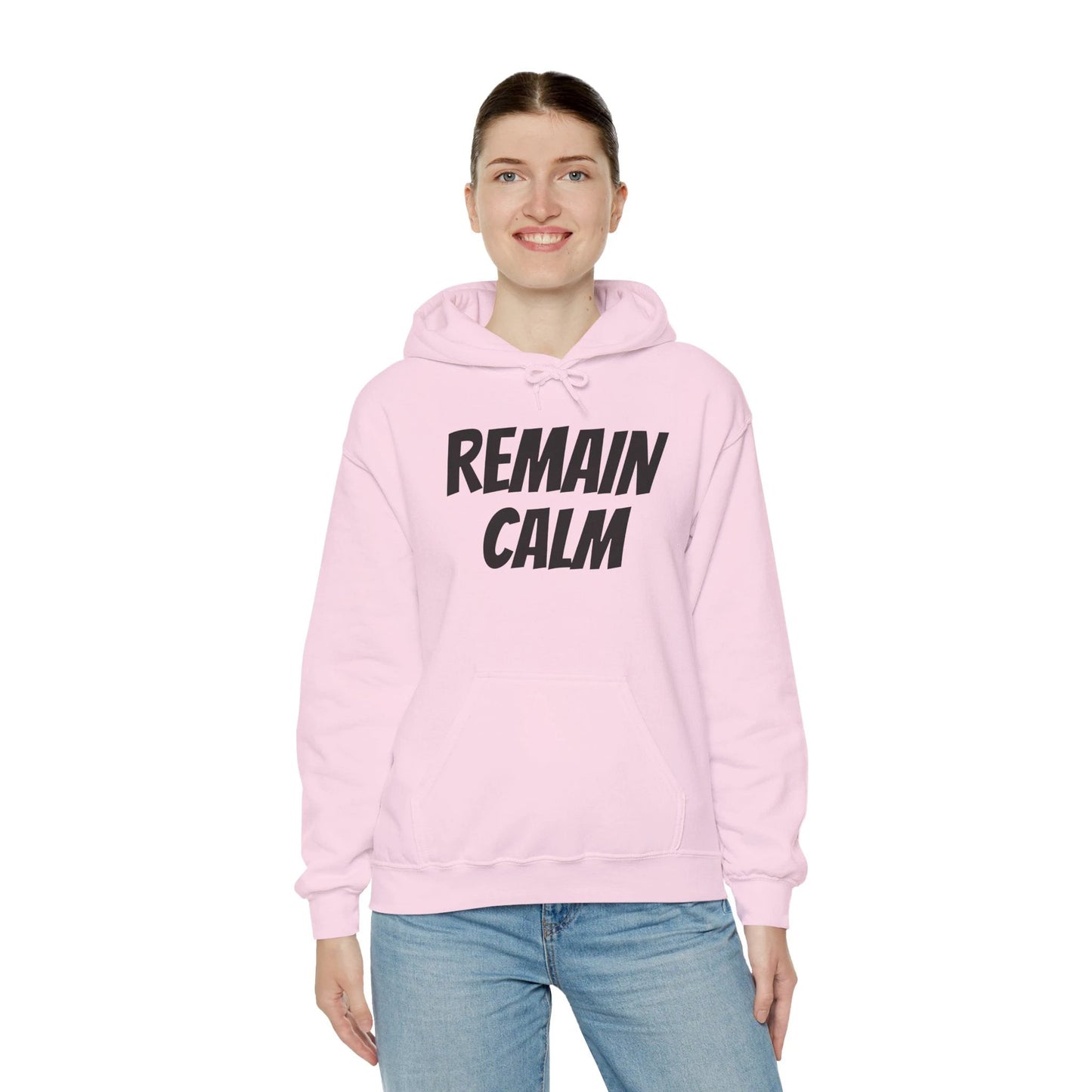 Relaxed Fit Hoodie with 'Remain Calm' Design - Perfect for Stress Relief & Everyday Comfort by Printify