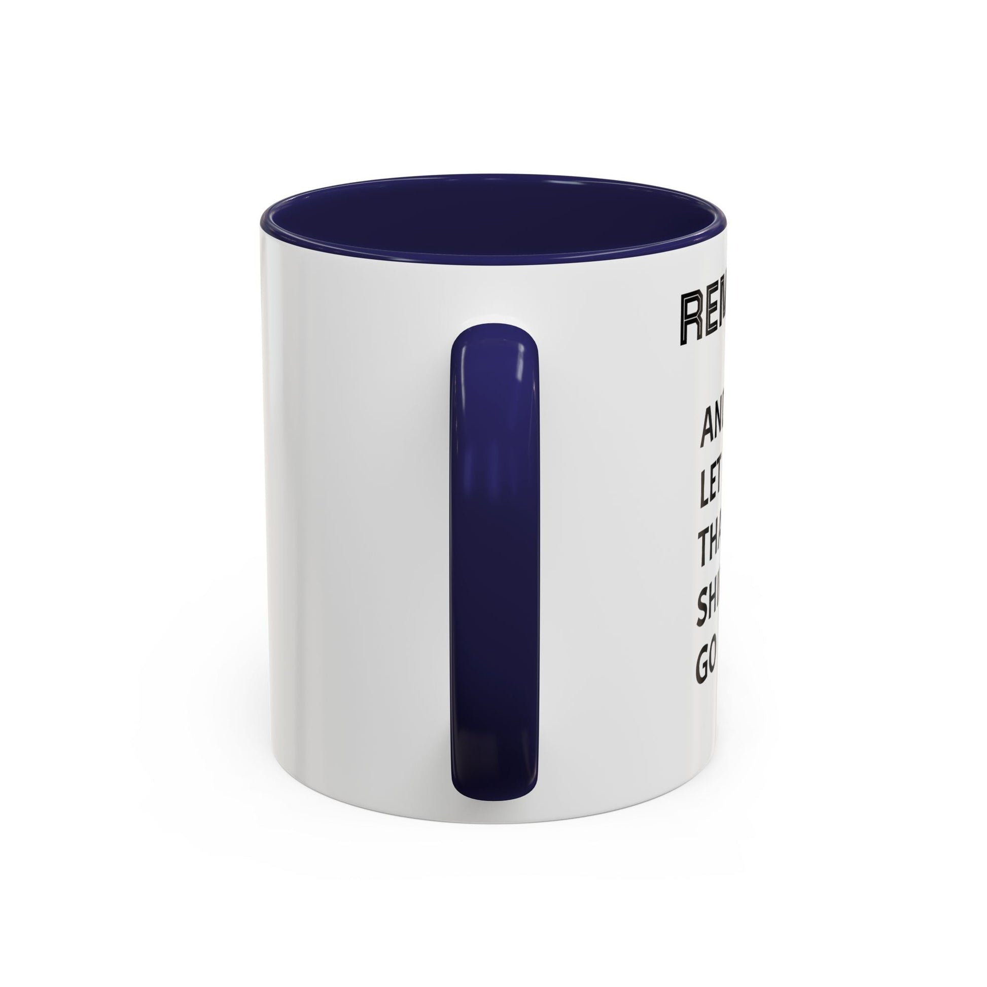 “Funny Mushroom Coffee Mug – Remain Calm & Let That Shiitake Go” (11 oz) Left Side by Printify