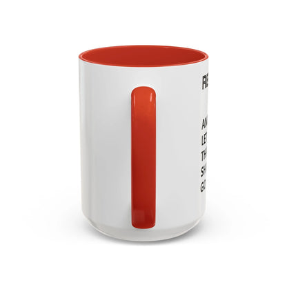 “Funny Mushroom Coffee Mug – Remain Calm & Let That Shiitake Go” (15 oz) Left Side-Multiple Colors by Printify