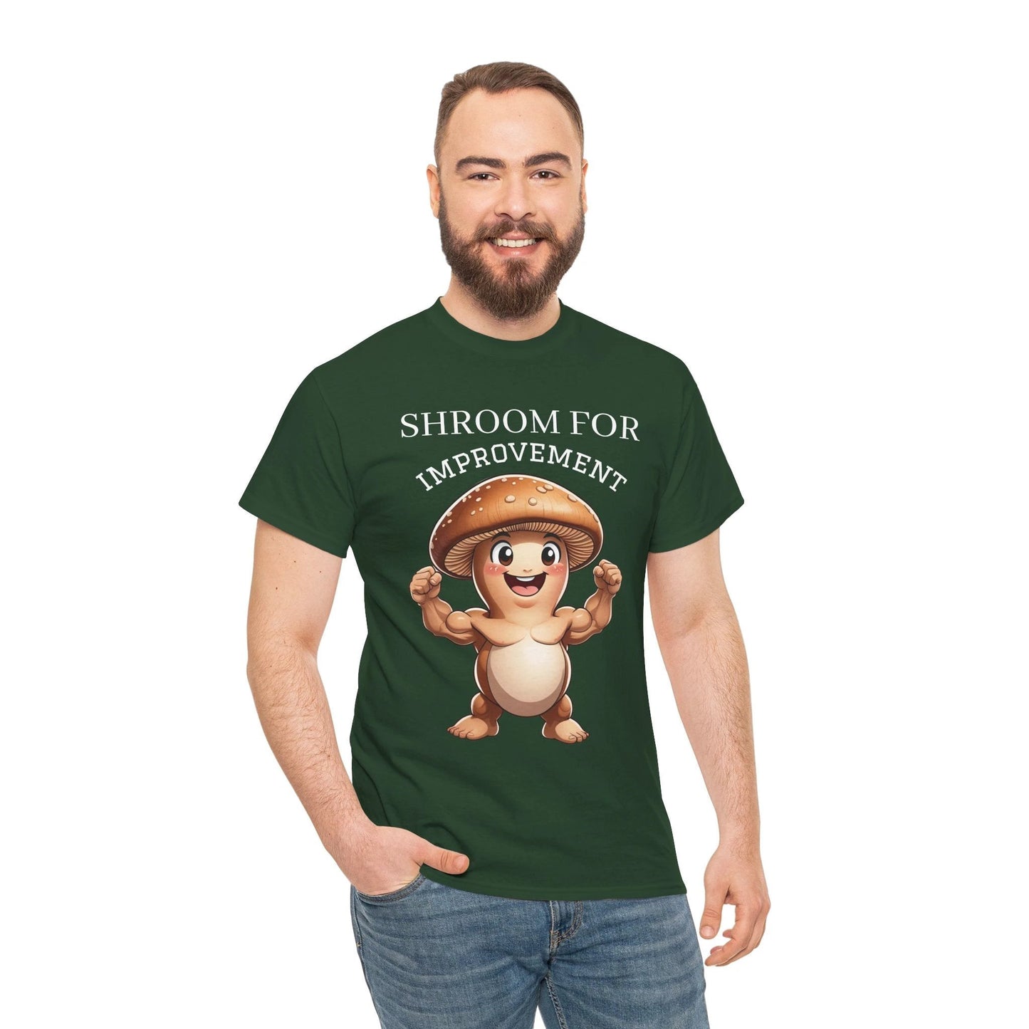 Shroom For Improvement (2) Mushroom Pun Tee by Printify