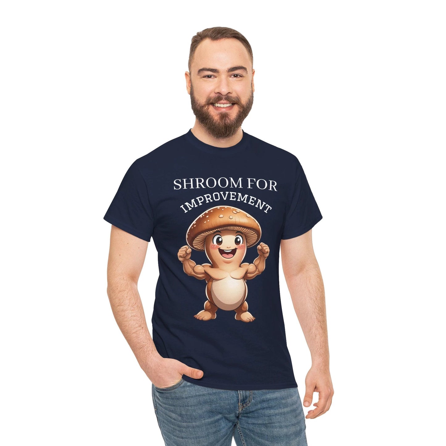 Shroom For Improvement (2) Mushroom Pun Tee by Printify