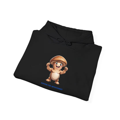 Shroom For Improvement Funny Mushroom Character Hoodie by Printify