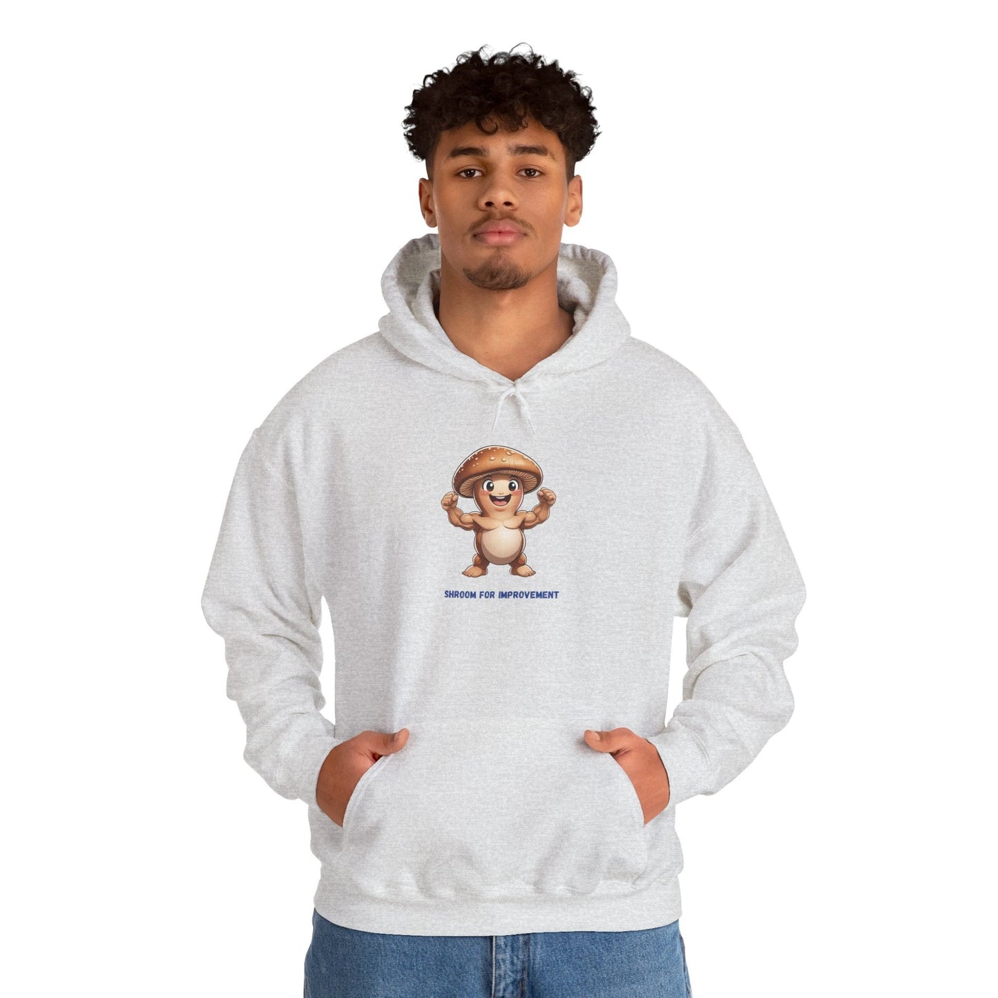 Shroom For Improvement Funny Mushroom Character Hoodie by Printify