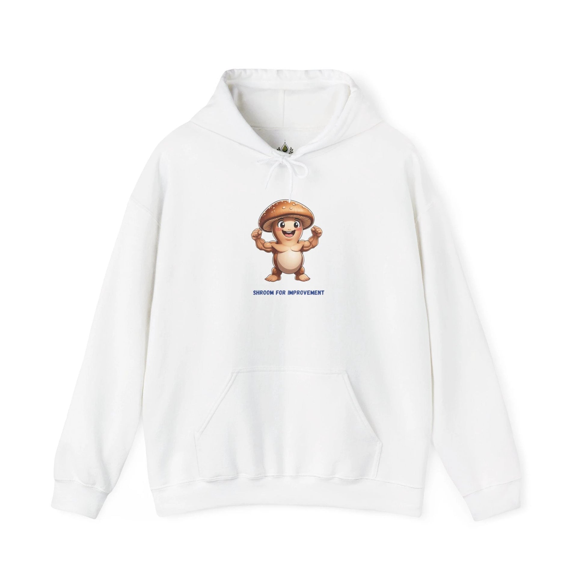 Shroom For Improvement Funny Mushroom Character Hoodie by Printify