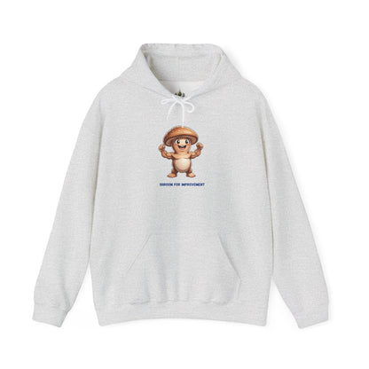 Shroom For Improvement Funny Mushroom Character Hoodie by Printify