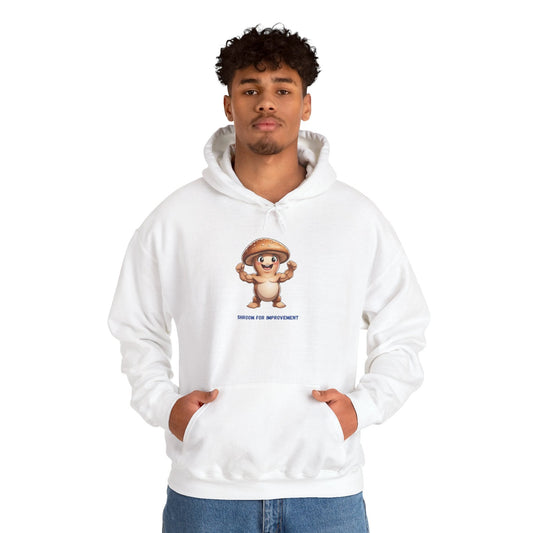 Shroom For Improvement Funny Mushroom Character Hoodie by Printify