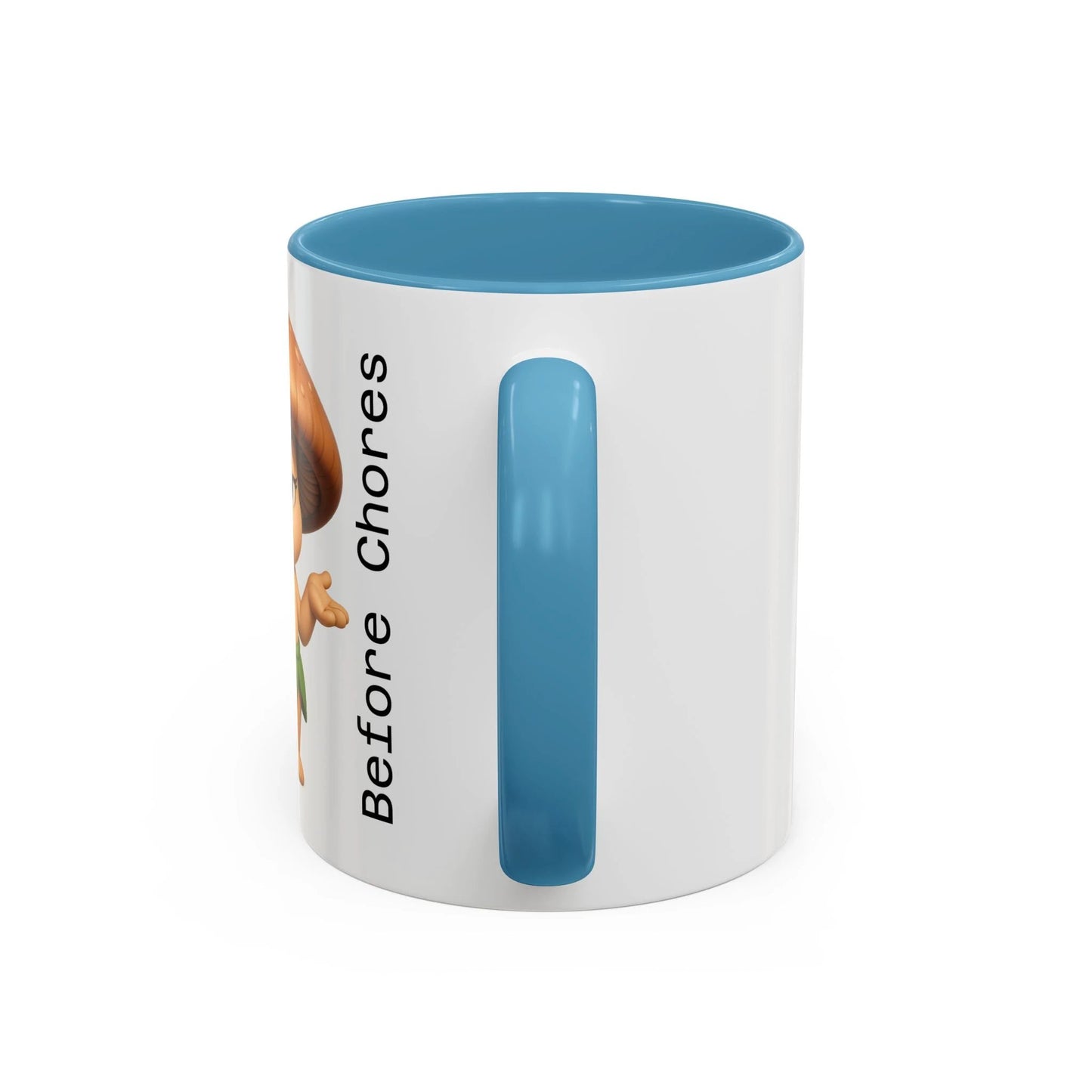 “Funny Mushroom Coffee Mug – Spores Before Chores" (11 oz) Right Side-Multiple Colors by Printify