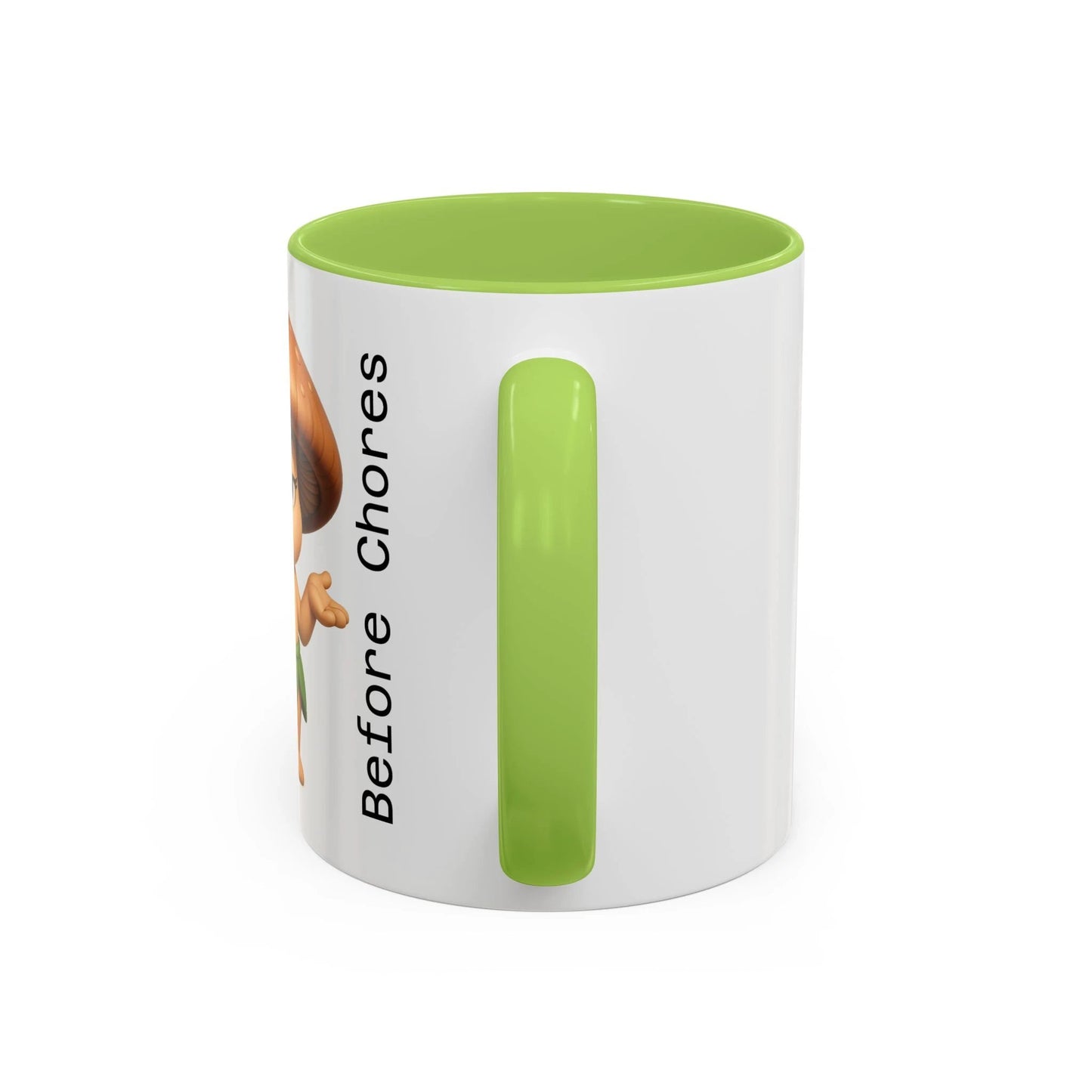 “Funny Mushroom Coffee Mug – Spores Before Chores" (11 oz) Right Side-Multiple Colors by Printify