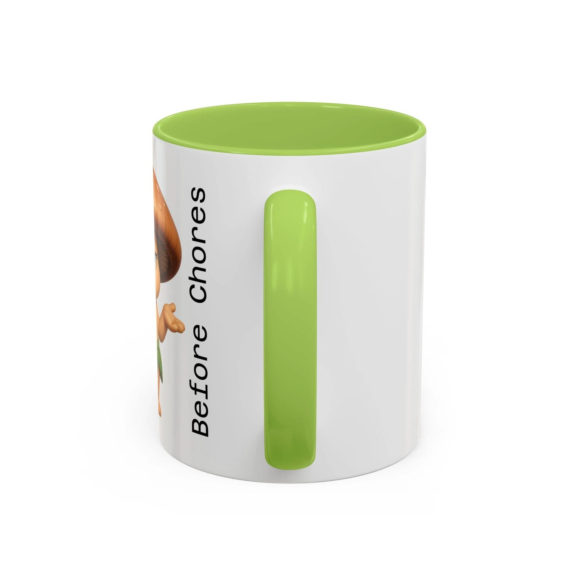 “Funny Mushroom Coffee Mug – Spores Before Chores" (11 oz) Right Side-Multiple Colors by Printify