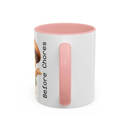 “Funny Mushroom Coffee Mug – Spores Before Chores" (11 oz) Right Side-Multiple Colors by Printify
