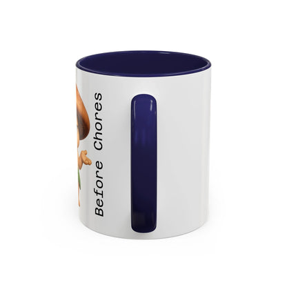 “Funny Mushroom Coffee Mug – Spores Before Chores" (11 oz) Right Side-Multiple Colors by Printify