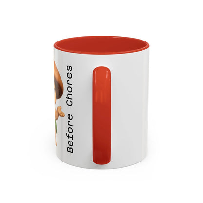 “Funny Mushroom Coffee Mug – Spores Before Chores" (11 oz) Right Side-Multiple Colors by Printify
