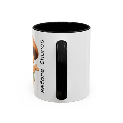 “Funny Mushroom Coffee Mug – Spores Before Chores" (11 oz) Right Side-Multiple Colors by Printify