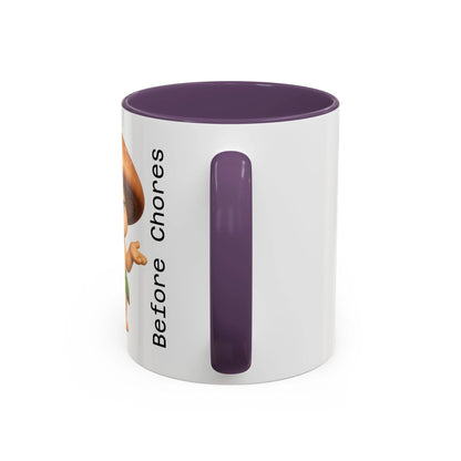 “Funny Mushroom Coffee Mug – Spores Before Chores" (11 oz) Right Side-Multiple Colors by Printify